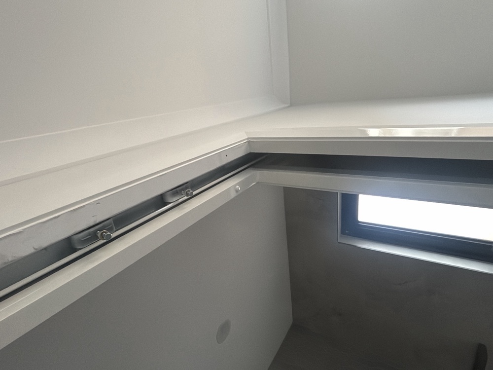 Cavity sliding door not installed and guides needing adjustment, recorded during a pre-handover inspection in Point Cook