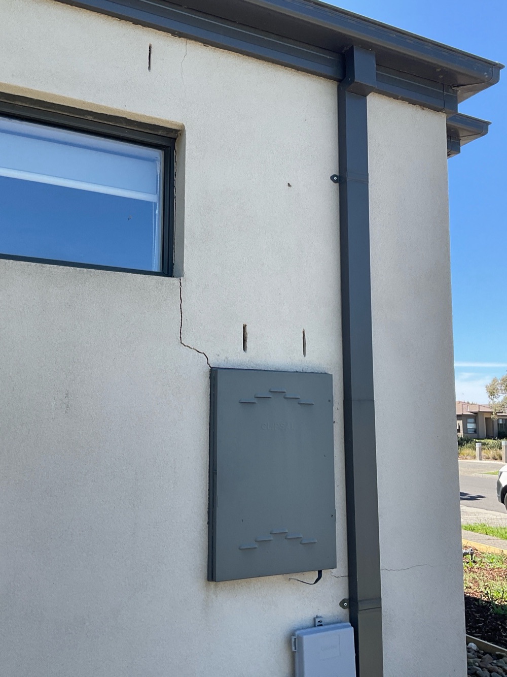 Brick veneer cracking, category 2 at 1mm to 5mm, recorded during a pre-purchase inspection in Point Cook